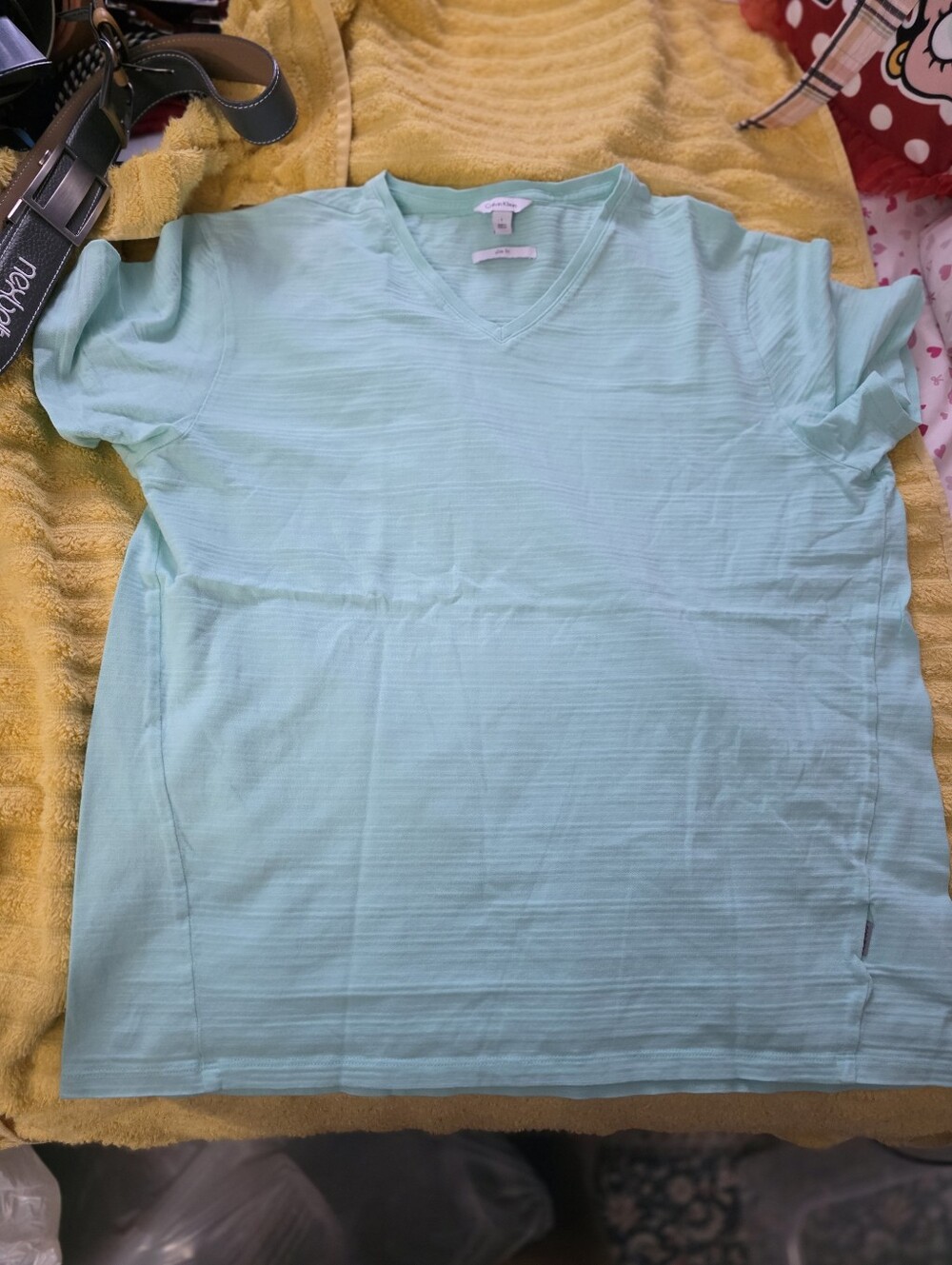 Calvin Klein Light Aqua V-Neck Short Sleeve Tee